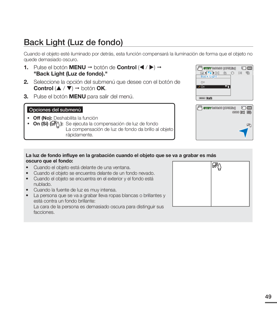 Samsung SMX-C200RP/EDC, SMX-C200LP/EDC, SMX-C20RP/EDC, SMX-C20LN/XAA, SMX-C200BP/EDC, SMX-C24RP/EDC Back Light Luz de fondo 