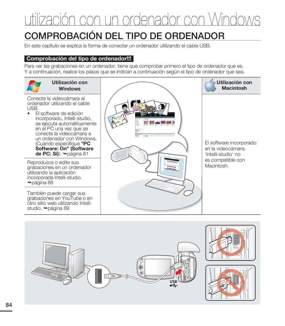 Samsung SMX-C20BP/EDC, SMX-C200LP/EDC Comprobación DEL Tipo DE Ordenador, Utilización con Windows, Software On Software 