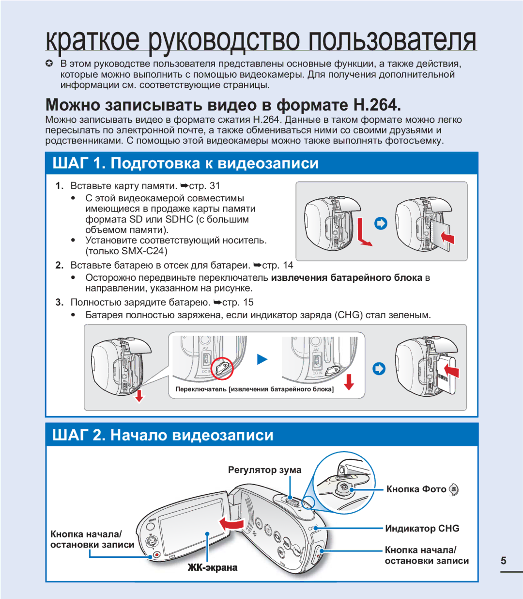 Samsung SMX-C20BP/XER, SMX-C20BP/EDC, SMX-C20BP/XEB, SMX-C24BP/XER, SMX-C20BP/XEK manual Краткое руководство пользователя 