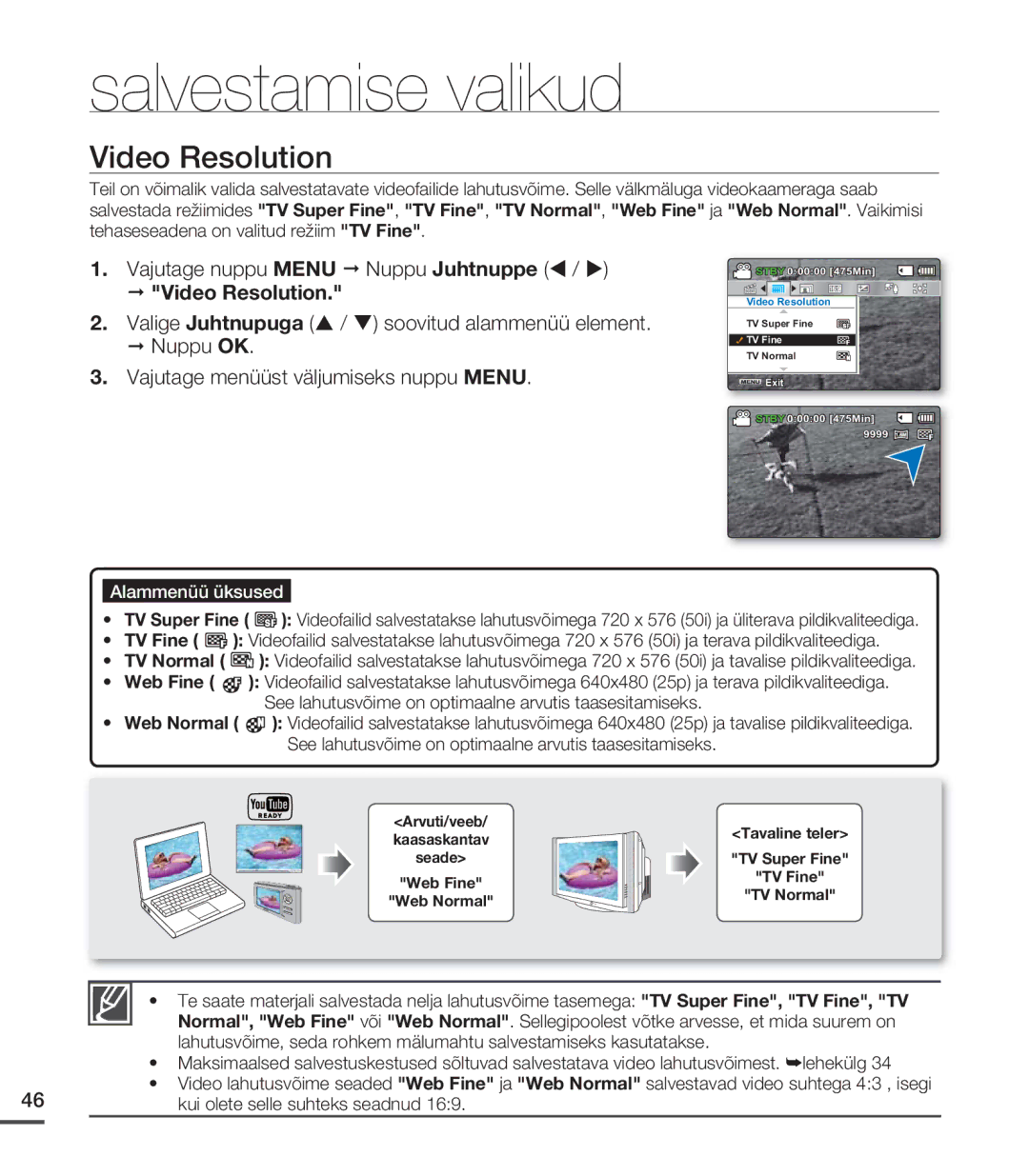 Samsung SMX-C20BP/EDC, SMX-C20BP/XEB manual Video Resolution 