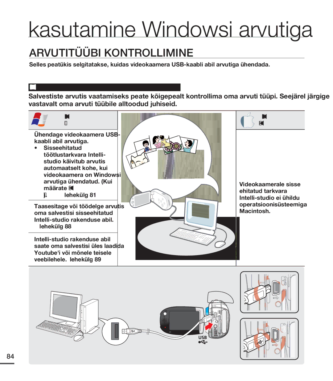 Samsung SMX-C20BP/EDC, SMX-C20BP/XEB manual Kasutamine Windowsi arvutiga, Arvutitüübi Kontrollimine, Kasutamine Windowsiga 