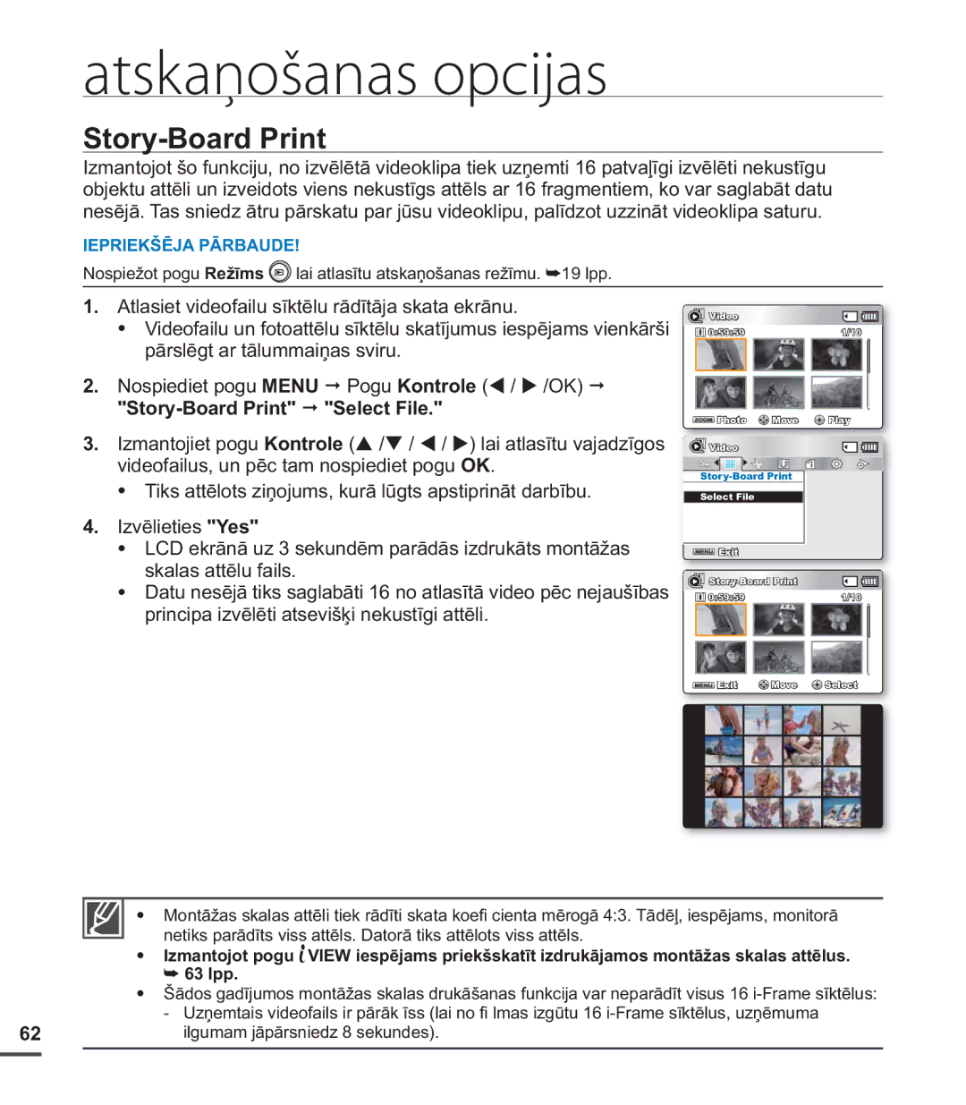 Samsung SMX-C20BP/EDC, SMX-C20BP/XEB manual Story-Board Print 