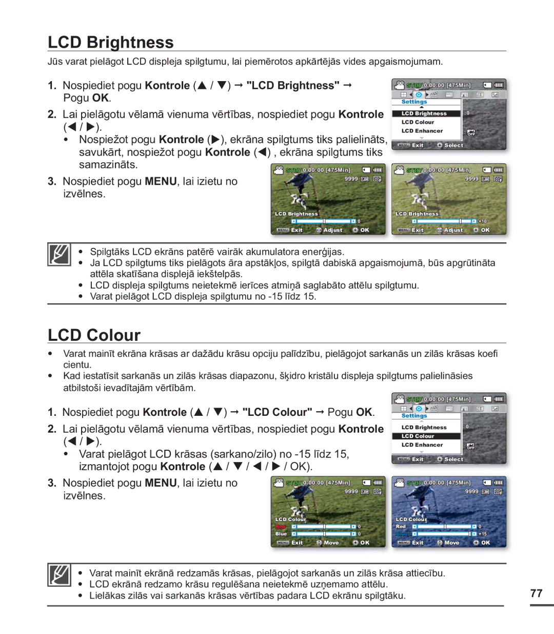 Samsung SMX-C20BP/XEB, SMX-C20BP/EDC manual LCD Brightness, LCD Colour 