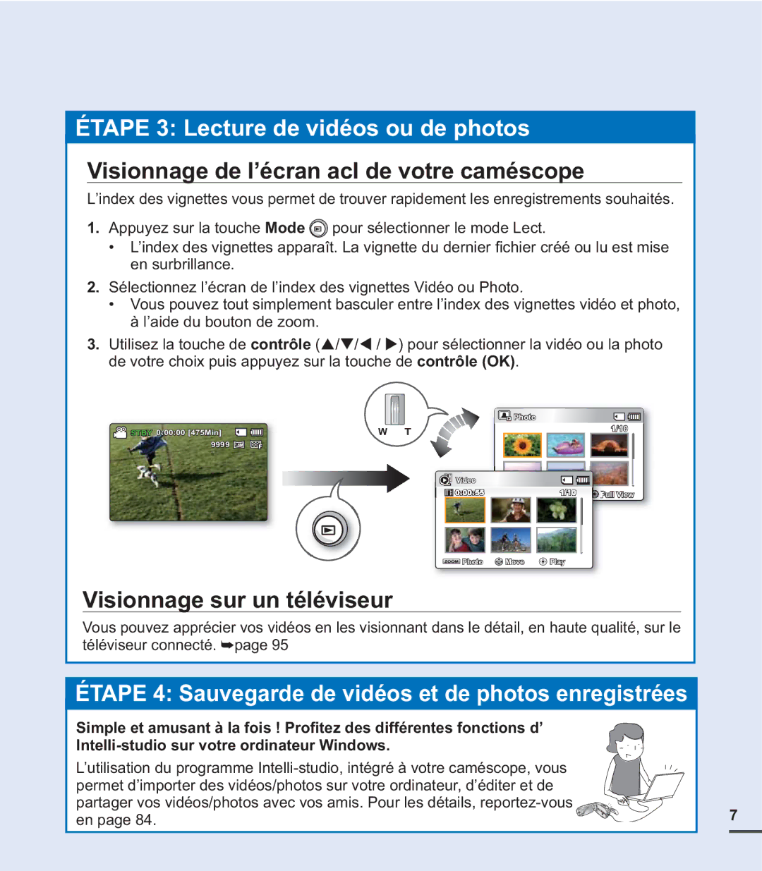 Samsung SMX-C20RN/XAA, SMX-C20LN/XAA manual Visionnage de l’écran acl de votre caméscope, Visionnage sur un téléviseur 