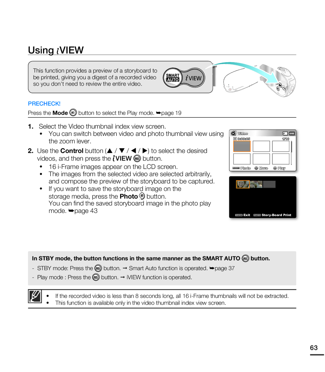 Samsung SMX-C20RN/XAA, SMX-C20LN/XAA, SMX-C20BN/XAA manual Using View 