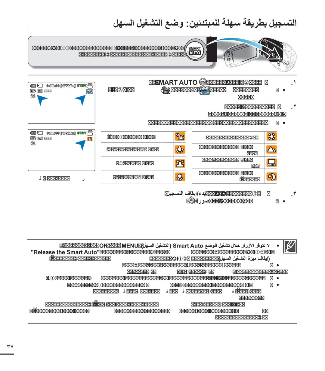 Samsung SMX-C24RP/MEA, SMX-C20RP/EDC, SMX-C20RP/MEA, SMX-C20BP/EDC, SMX-C20LP/EDC, SMX-C20BP/MEA, SMX-C20LP/MEA manual Smart Auto 