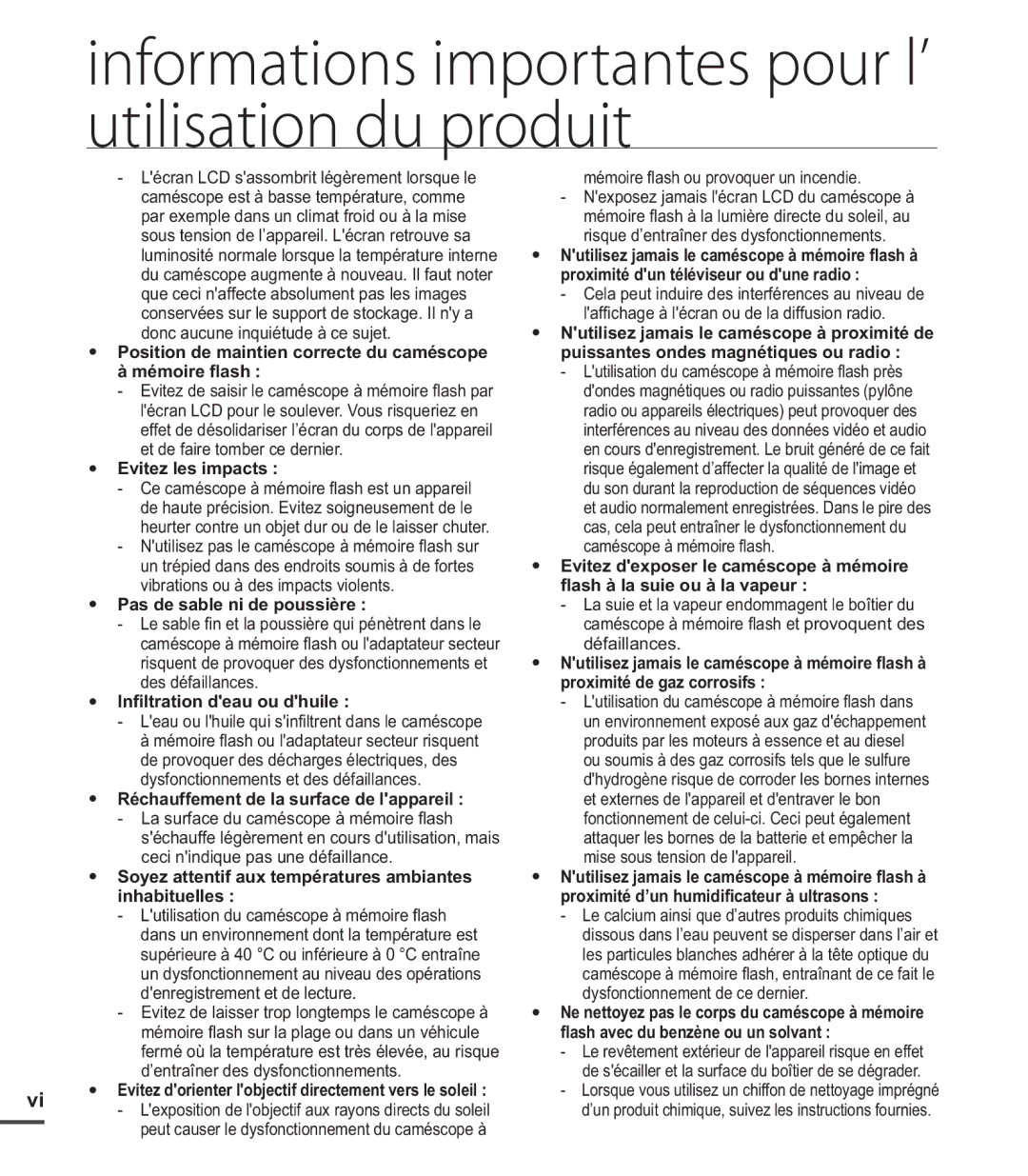 Samsung SMX-C200BP/EDC, SMX-C24BP/EDC manual Position de maintien correcte du caméscope à mémoire ﬂash, Evitez les impacts 