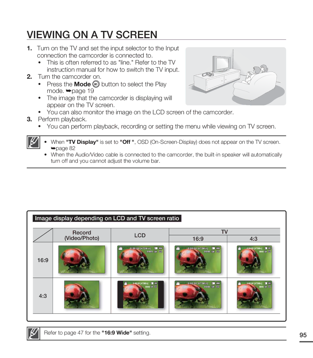 Samsung SMX-C20BP/XEB, SMX-C24BP/EDC, SMX-C200LP/EDC, SMX-C20RP/EDC, SMX-C20LP/XEU Viewing on a TV Screen, Video/Photo 169 