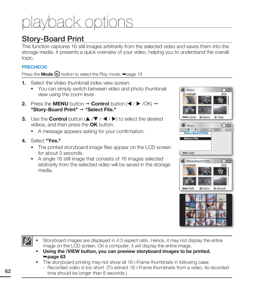 Samsung SMX-C20LP/XEU, SMX-C24BP/EDC, SMX-C20RP/EDC, SMX-C20RP/MEA, SMX-C24RP/EDC manual Story-Board Print 