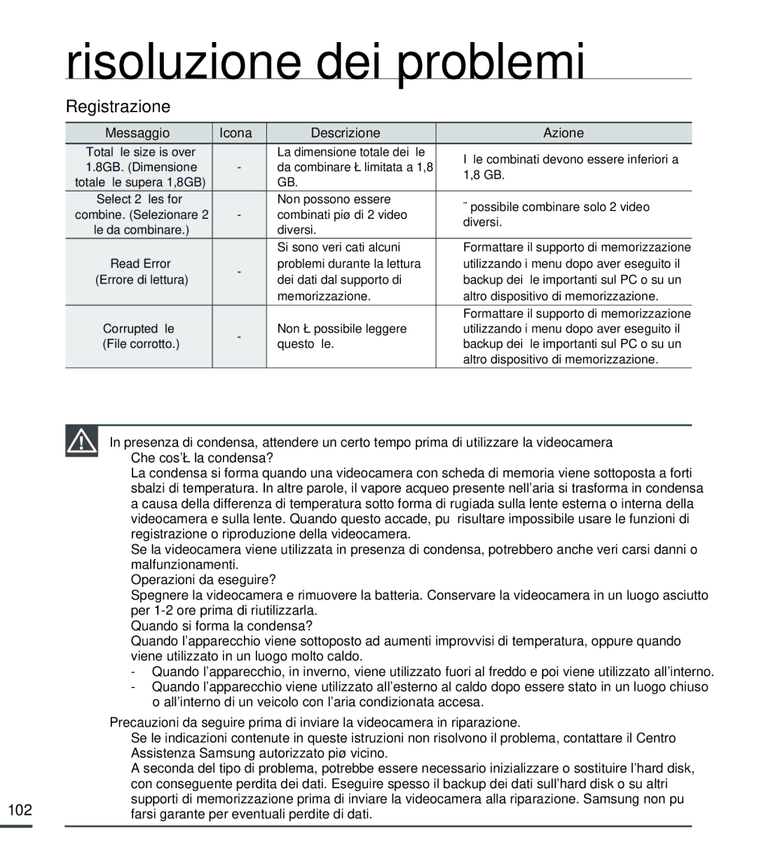 Samsung SMX-C24LP/EDC Non possono essere Possibile combinare solo 2 video, Combinati più di 2 video, Diversi, Questo ﬁle 