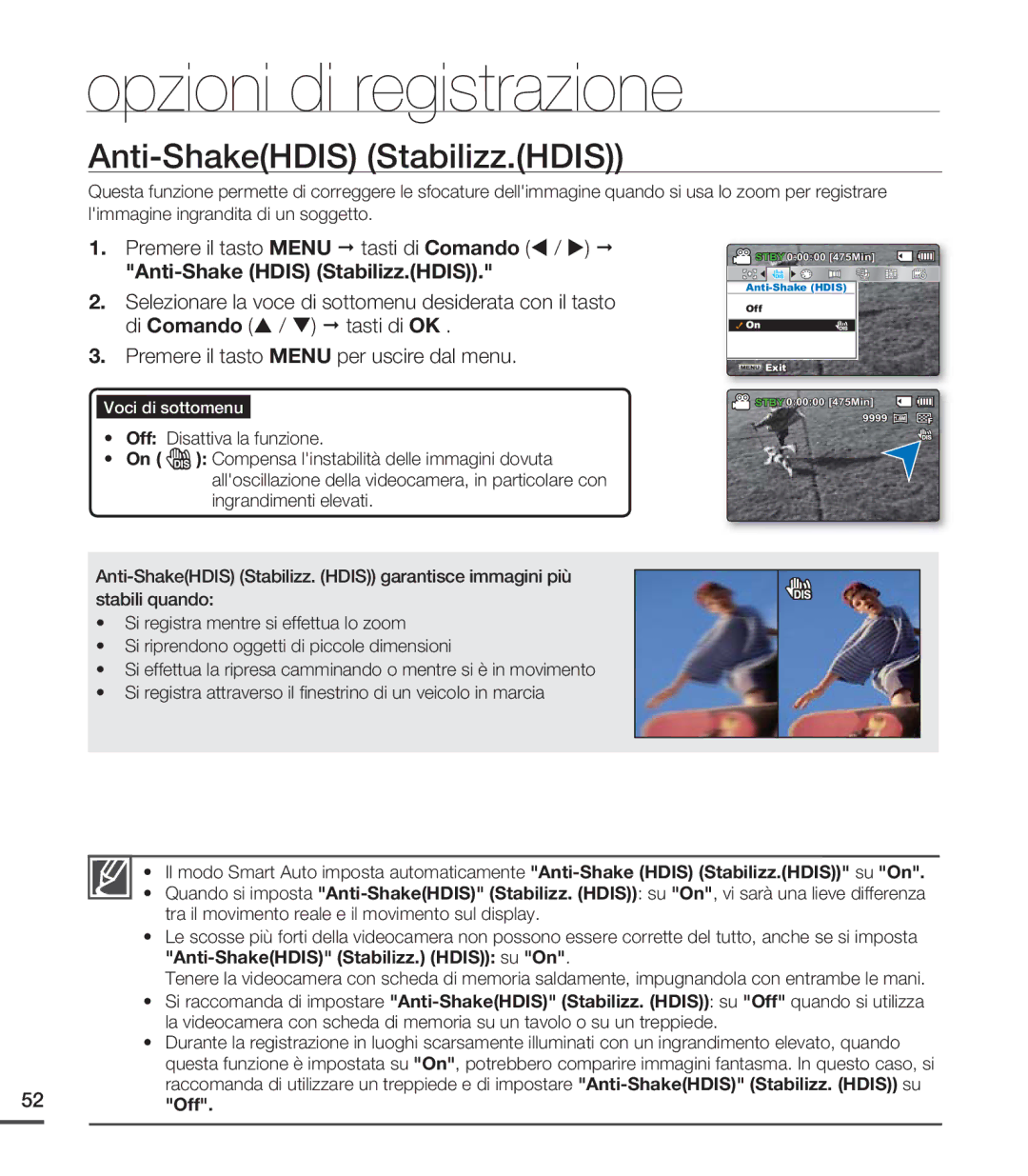 Samsung SMX-C20UP/EDC, SMX-C24BP/EDC, SMX-C20RP/EDC Anti-ShakeHDIS Stabilizz.HDIS, Anti-Shake Hdis Stabilizz.HDIS, 52 Off 