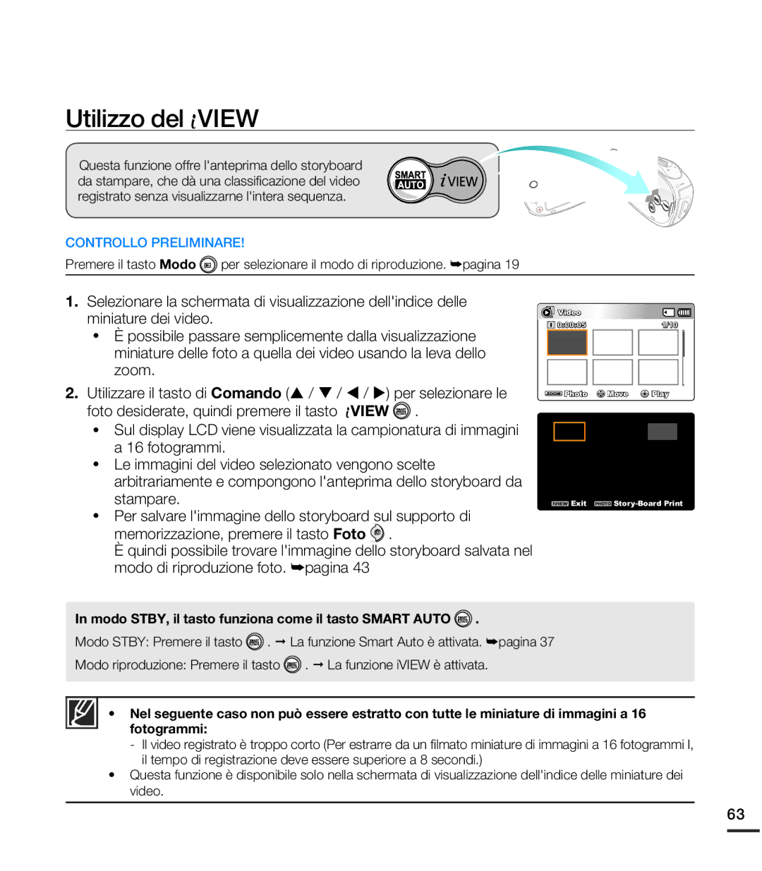 Samsung SMX-C20RP/EDC, SMX-C24BP/EDC, SMX-C20UP/EDC, SMX-C20BP/EDC, SMX-C24LP/EDC, SMX-C20LP/EDC manual Utilizzo del View 