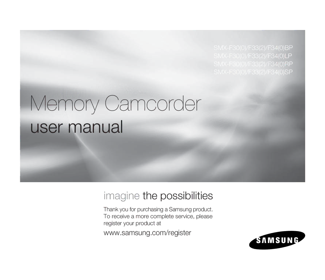 Samsung SMX-F33(2)RP, SMX-F30(0)SP, SMX-F33(2)BP, SMX-F30(0)RP, SMX-F30(0)LP, SMX-F34(0)SP user manual Memory Camcorder 