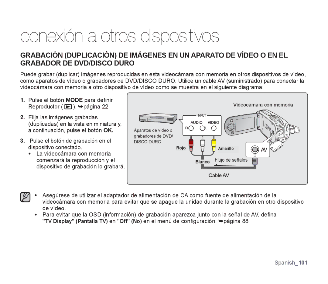 Samsung SMX-F30RP/CAN, SMX-F30SP/EDC, SMX-F30RP/EDC, SMX-F30BP/EDC, SMX-F34BP/EDC, SMX-F30LP/EDC, SMX-F30SP/MEA manual Spanish101 