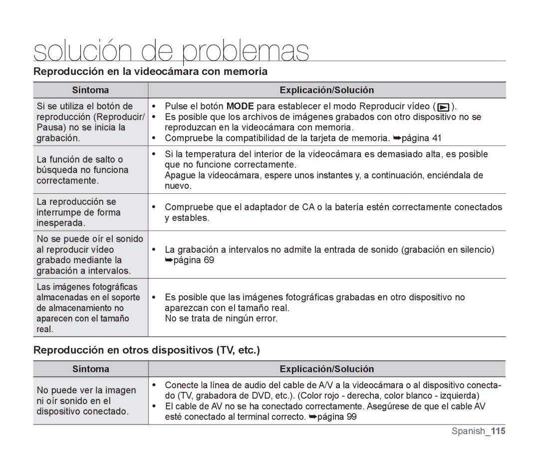 Samsung SMX-F30LP/EDC manual Reproducción en la videocámara con memoria, Reproducción en otros dispositivos TV, etc 