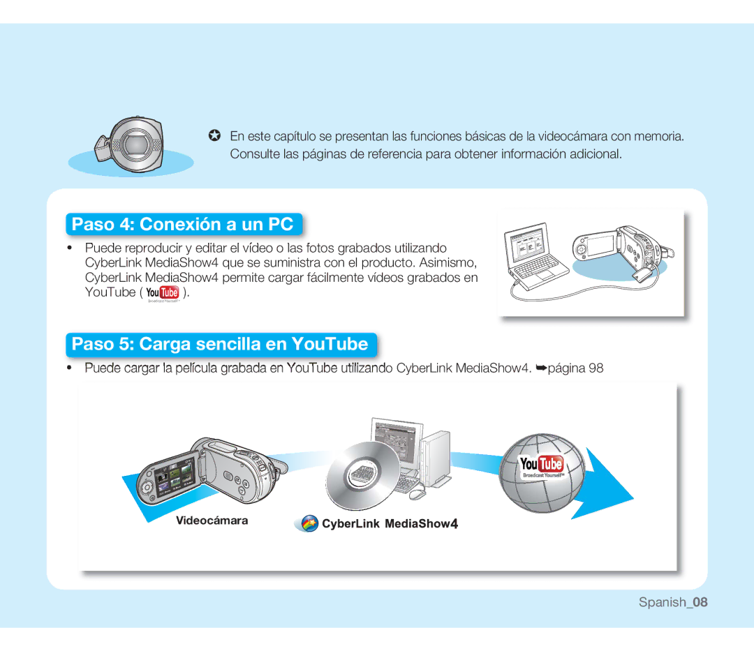 Samsung SMX-F30SP/MEA, SMX-F30SP/EDC, SMX-F30RP/EDC, SMX-F30BP/EDC, SMX-F34BP/EDC, SMX-F30LP/EDC manual Paso 4 Conexión a un PC 