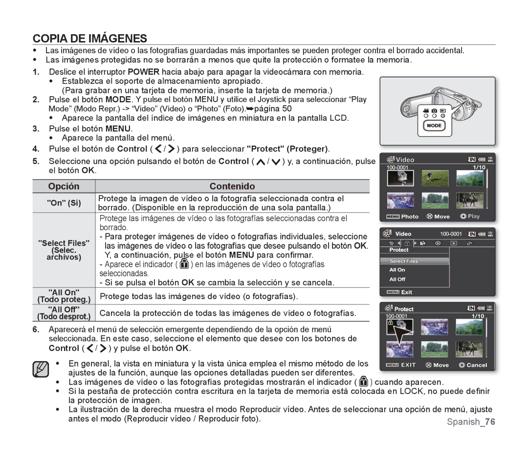 Samsung SMX-F30RP/EDC, SMX-F30SP/EDC, SMX-F30BP/EDC, SMX-F34BP/EDC, SMX-F30LP/EDC, SMX-F30SP/MEA Copia DE Imágenes, Borrado 