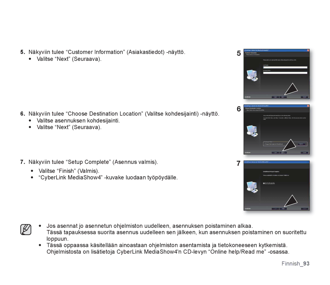 Samsung SMX-F34BP/EDC, SMX-F33BP/EDC, SMX-F30RP/EDC, SMX-F30BP/EDC, SMX-F300BP/EDC, SMX-F30LP/EDC manual Finnish93 