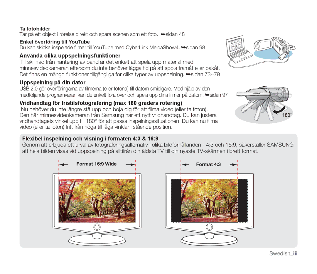 Samsung SMX-F34BP/EDC, SMX-F33BP/EDC, SMX-F30RP/EDC manual Använda olika uppspelningsfunktioner, Uppspelning på din dator 