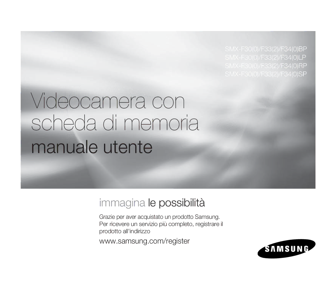 Samsung SMX-F30SP/EDC, SMX-F33BP/EDC, SMX-F30RP/EDC, SMX-F30BP/EDC, SMX-F34BP/EDC manual Videocamera con scheda di memoria 