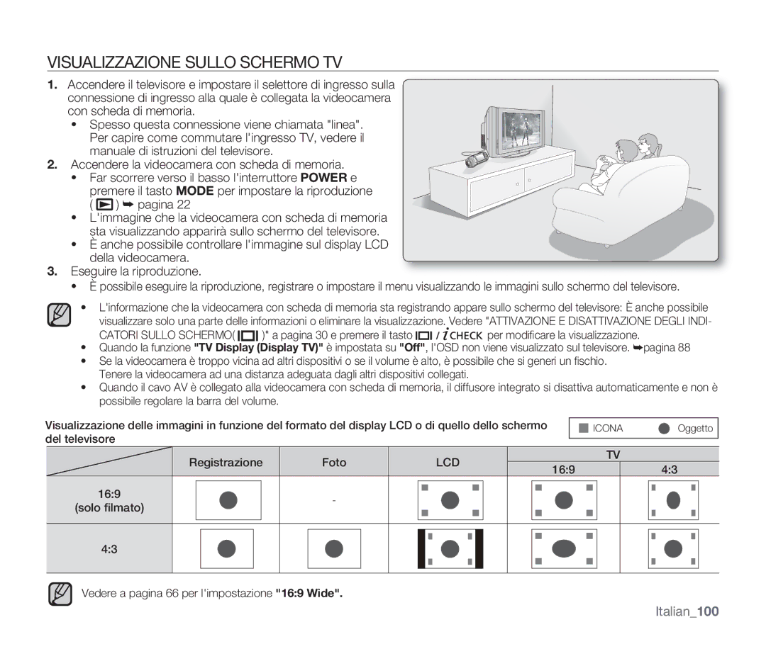 Samsung SMX-F30LP/EDC, SMX-F33BP/EDC, SMX-F30SP/EDC, SMX-F30RP/EDC, SMX-F30BP/EDC manual Visualizzazione Sullo Schermo TV 