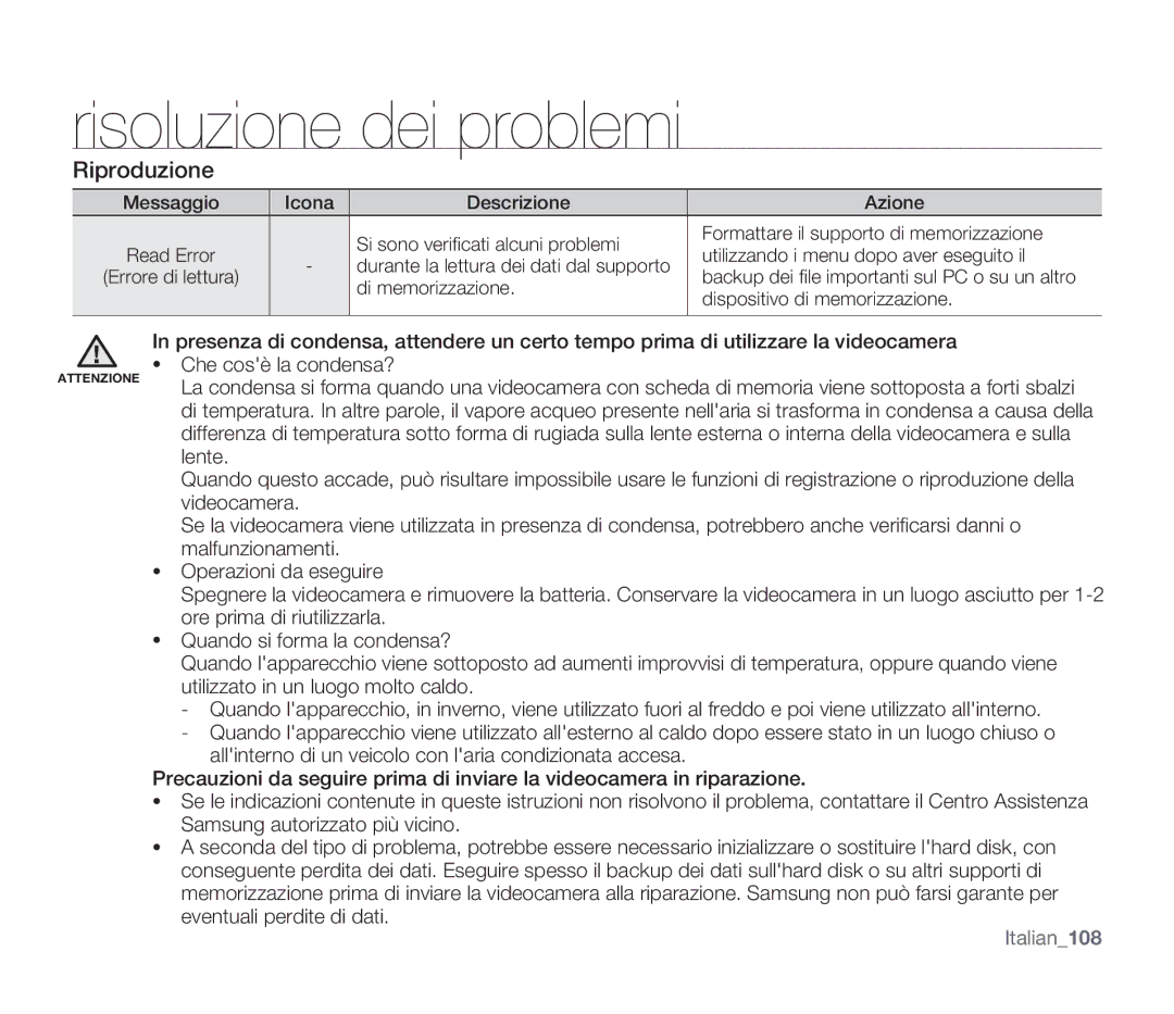 Samsung SMX-F34BP/EDC, SMX-F33BP/EDC, SMX-F30SP/EDC, SMX-F30RP/EDC Riproduzione, Utilizzando i menu dopo aver eseguito il 