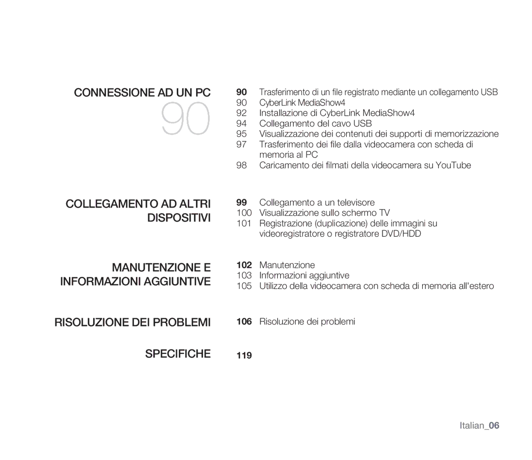 Samsung SMX-F30RP/EDC, SMX-F33BP/EDC, SMX-F30SP/EDC, SMX-F30BP/EDC, SMX-F34BP/EDC manual Specifiche, Risoluzione dei problemi 