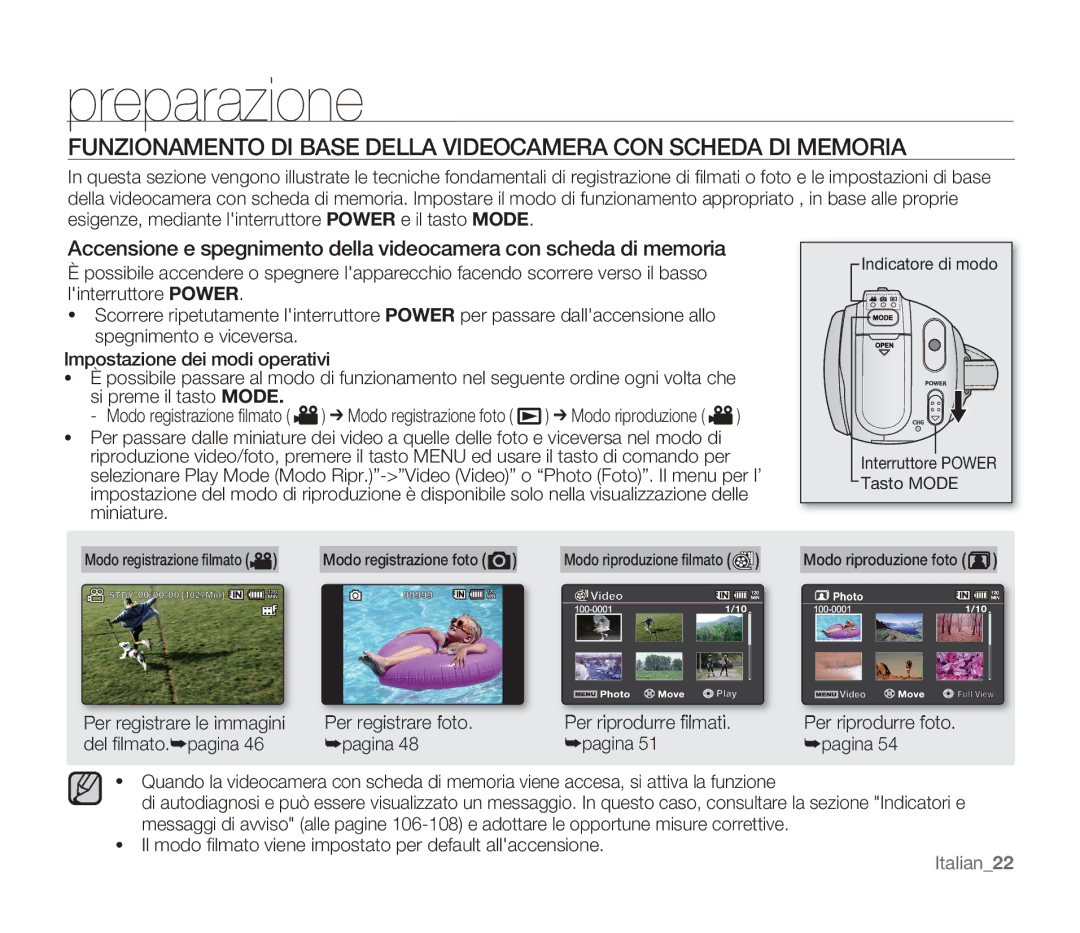 Samsung SMX-F33LP/EDC, SMX-F33BP/EDC, SMX-F30SP/EDC, SMX-F30RP/EDC, SMX-F30BP/EDC, SMX-F34BP/EDC, SMX-F34SP/EDC manual Italian22 