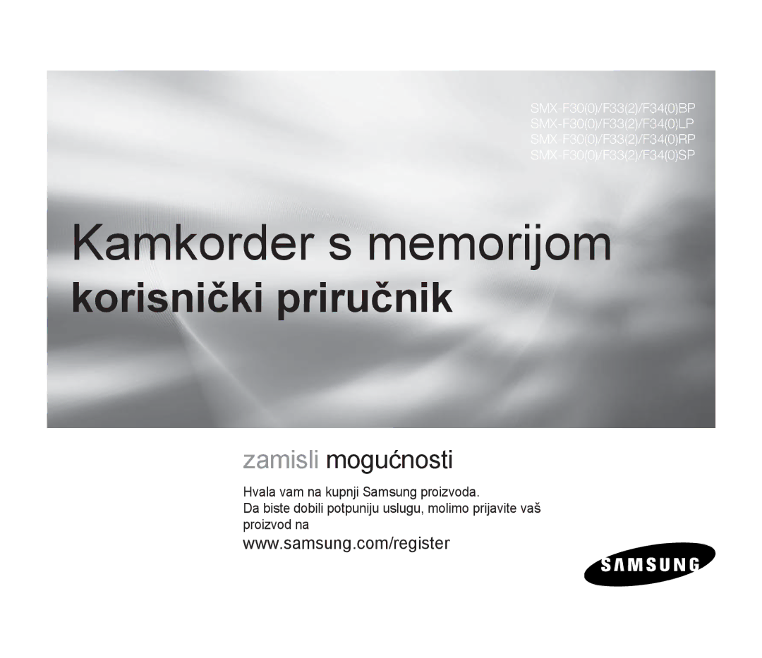 Samsung SMX-F30SP/EDC, SMX-F33BP/EDC, SMX-F30RP/EDC, SMX-F30BP/EDC, SMX-F34BP/EDC, SMX-F34SP/EDC manual Kamkorder s memorijom 