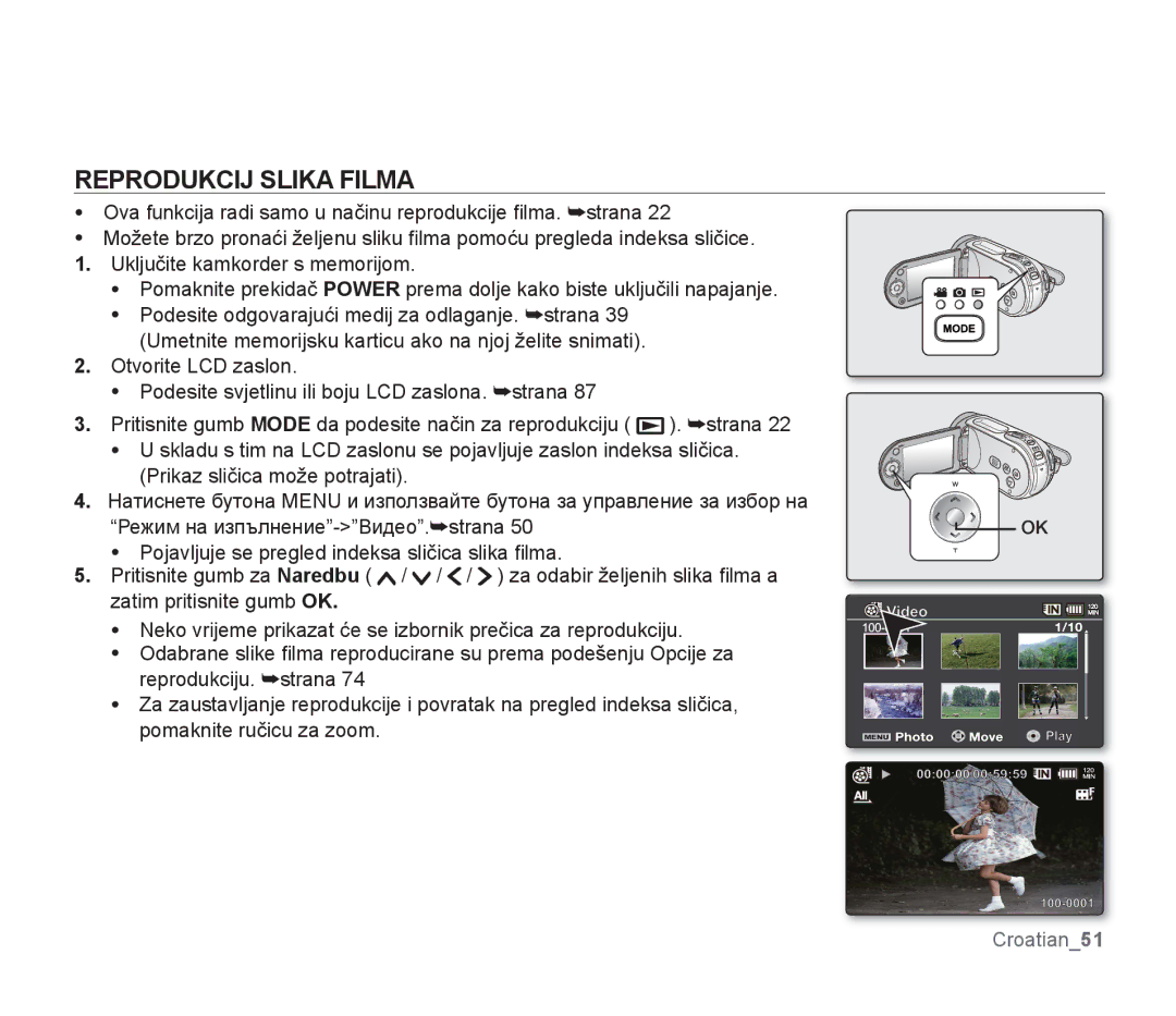 Samsung SMX-F34LP/EDC, SMX-F33BP/EDC, SMX-F30SP/EDC, SMX-F30RP/EDC, SMX-F30BP/EDC, SMX-F34BP/EDC manual Reprodukcij Slika Filma 