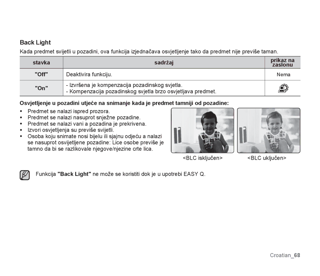 Samsung SMX-F30RP/EDC, SMX-F33BP/EDC, SMX-F30SP/EDC, SMX-F30BP/EDC, SMX-F34BP/EDC, SMX-F34SP/EDC, SMX-F30LP/EDC manual Back Light 