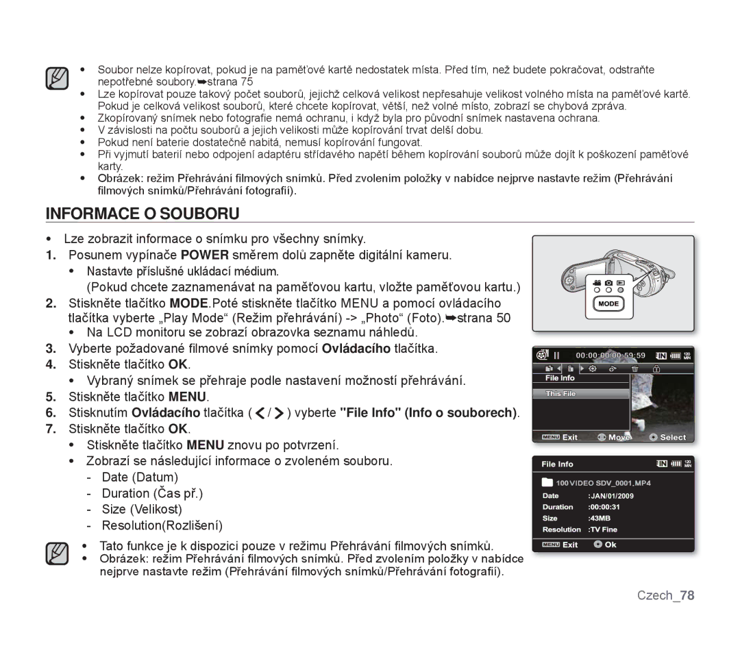 Samsung SMX-F30BP/XEU, SMX-F33BP/EDC, SMX-F30SP/EDC, SMX-F30RP/EDC, SMX-F30BP/EDC, SMX-F30LP/EDC manual Informace O Souboru 