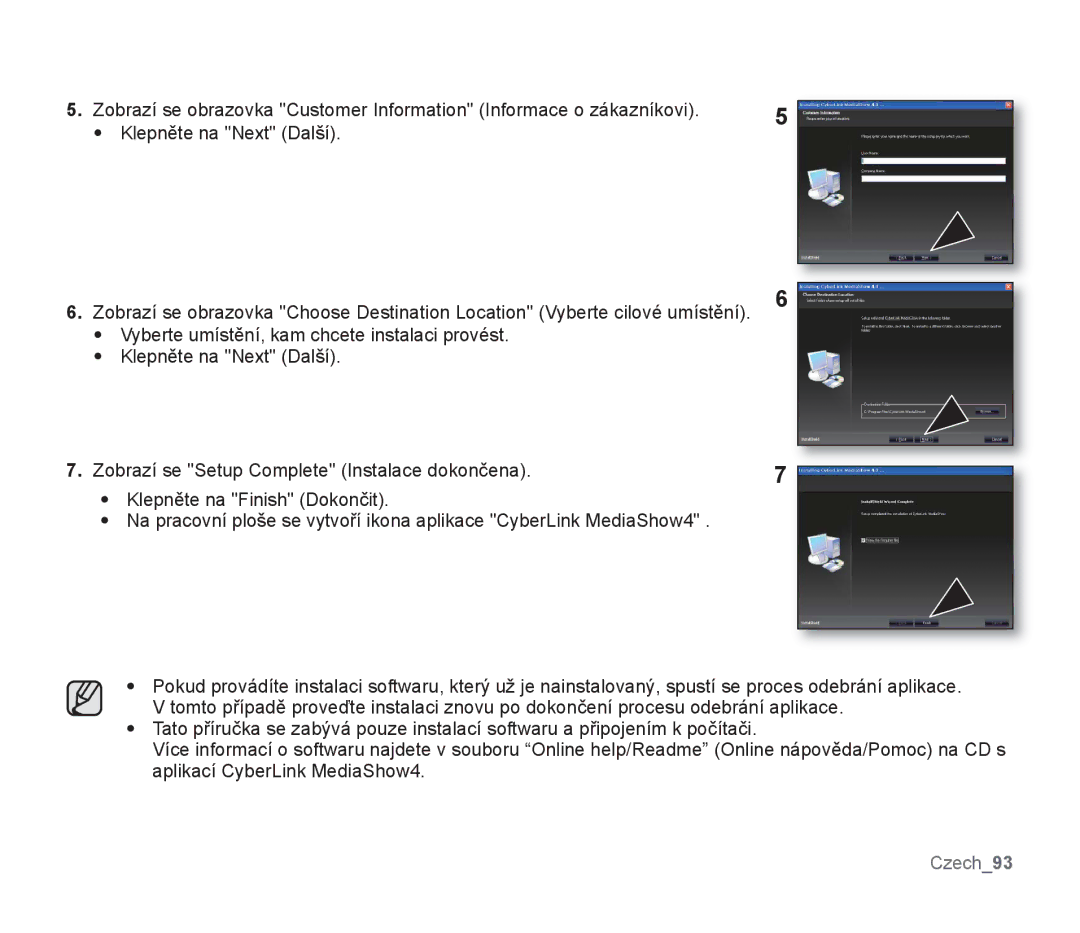 Samsung SMX-F33BP/EDC, SMX-F30SP/EDC, SMX-F30RP/EDC, SMX-F30BP/XEU, SMX-F30BP/EDC, SMX-F30LP/EDC, SMX-F33LP/EDC manual Czech93 