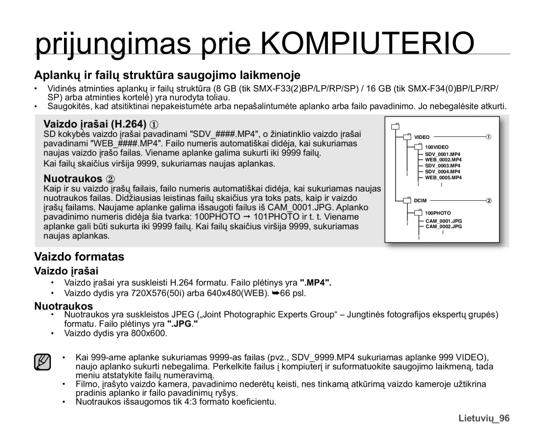 Samsung SMX-F33BP/XEB, SMX-F30LP/XEB manual $SODQNǐLUIDLOǐVWUXNWǌUDVDXJRMLPRODLNPHQRMH, 9DLGRIRUPDWDV, 1XRWUDXNRV 