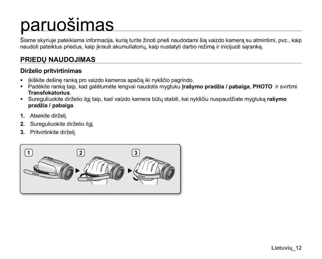 Samsung SMX-F33BP/XEB, SMX-F30LP/XEB, SMX-F30BP/XEB manual 35,Ǐ1$82-,0$6, LUåHOLRSULWYLUWLQLPDV, Transfokatorius 