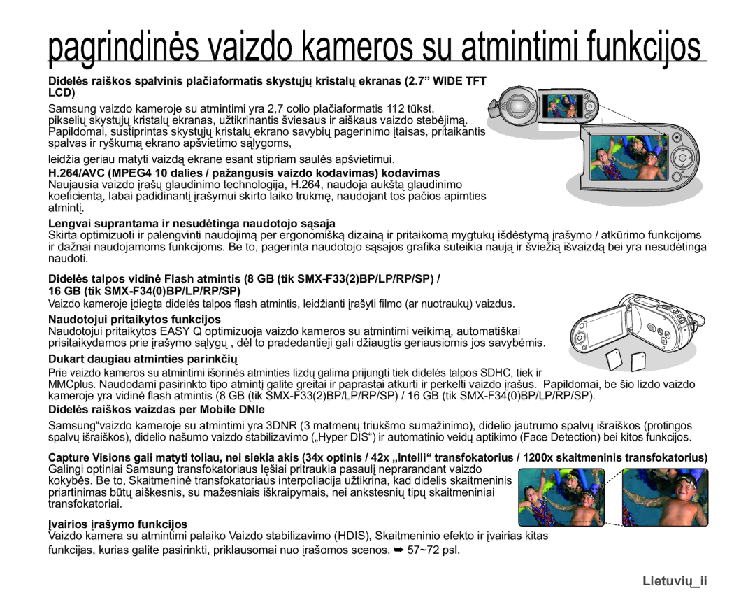 Samsung SMX-F30BP/XEB, SMX-F33BP/XEB, SMX-F30LP/XEB manual SDJULQGLQơVYDLGRNDPHURVVXDWPLQWLPLIXQNFLMRV 