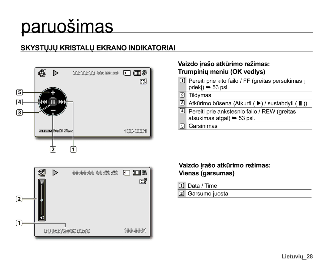 Samsung SMX-F30LP/XEB manual 9DLGRƳUDãRDWNǌULPRUHåLPDV 7UXPSLQLǐPHQLX2.YHGO\V, 7LOG\PDV, Duvlqlpdv, DWD7LPH 