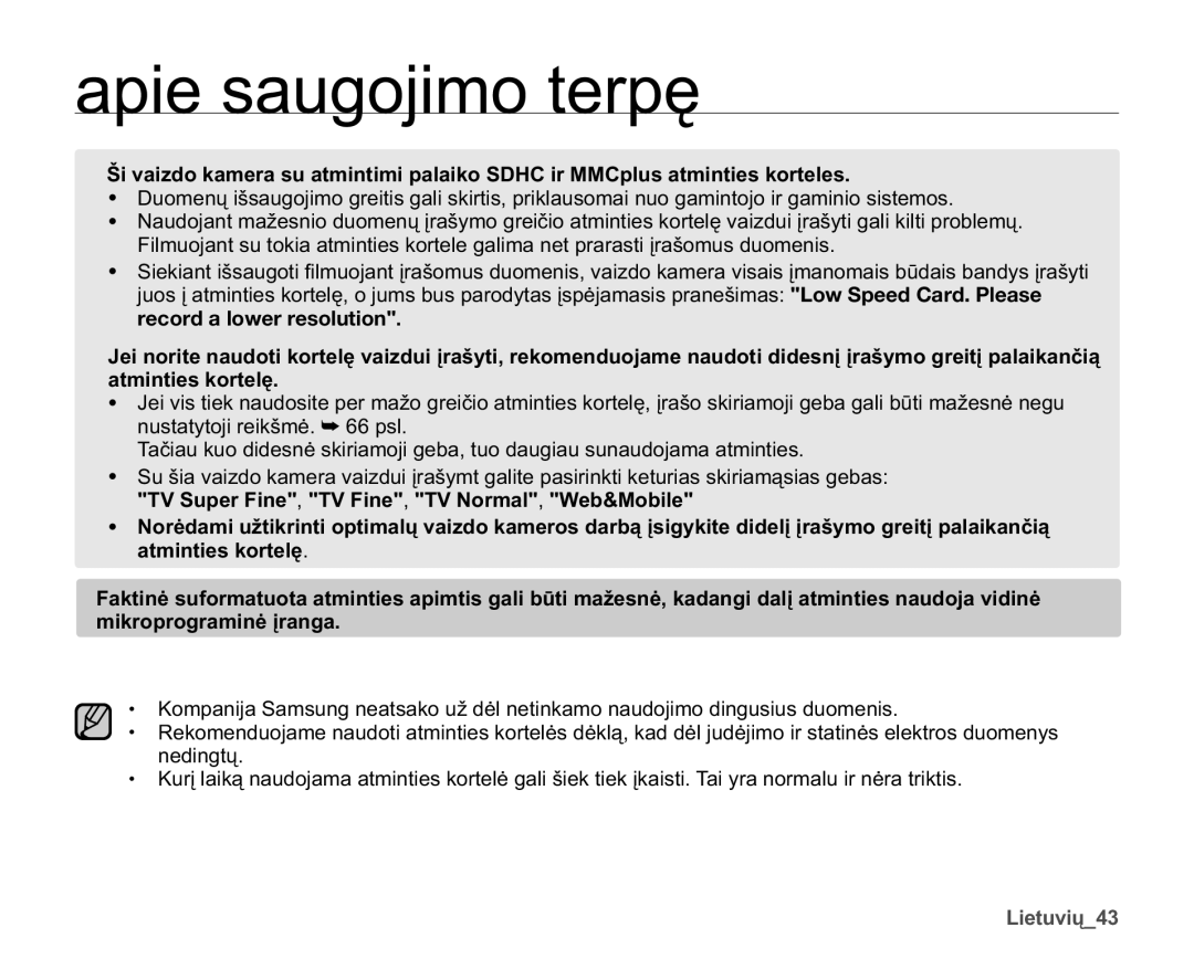 Samsung SMX-F30LP/XEB, SMX-F33BP/XEB, SMX-F30BP/XEB manual DwplqwlhvNruwhoċ, PLNURSURJUDPLQơƳUDQJD, QHGLQJWǐ 