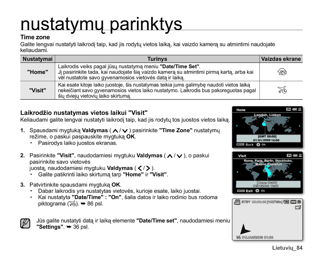 Samsung SMX-F33BP/XEB 7LPHRQH, DLNURGåLRQXVWDW\PDVYLHWRVODLNXL9LVLW, Nholdxgdpl, 3DVLURG\VODLNRMXRVWRVHNUDQDV 