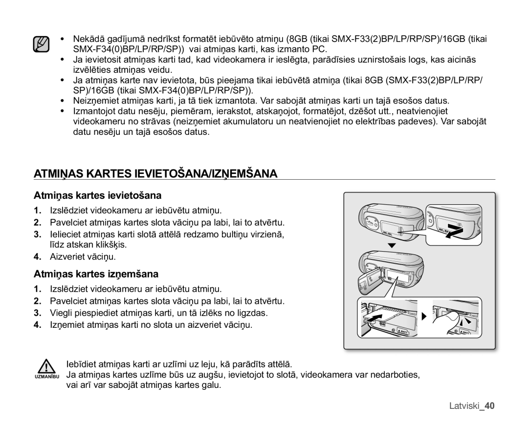 Samsung SMX-F30LP/XEB manual $70,ƻ$6.$576,9,72â$1$,=ƻ0â$1$, $WPLƼDVNDUWHVLHYLHWRãDQD, $WPLƼDVNDUWHVLƼHPãDQD 