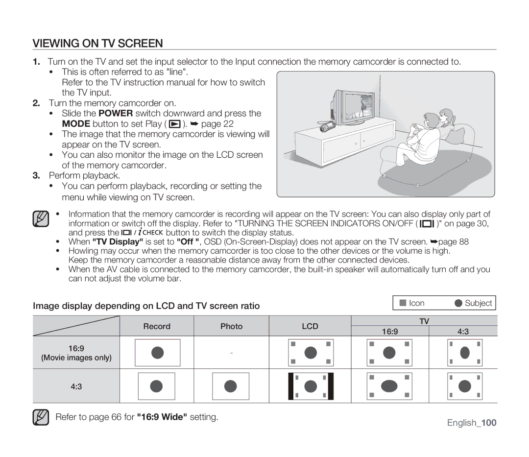 Samsung SMX-F30LP/XEB, SMX-F340BP/EDC, SMX-F33BP/EDC, SMX-F332SP/EDC, SMX-F30SP/EDC, SMX-F30RP/EDC manual Viewing on TV Screen 