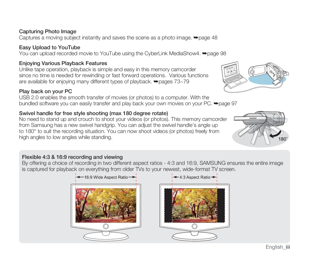 Samsung SMX-F33BN, SMX-F34SN, SMX-F34LN, SMX-F34RN, SMX-F33LN, SMX-F33RN, SMX-F33SN user manual Englishiii 