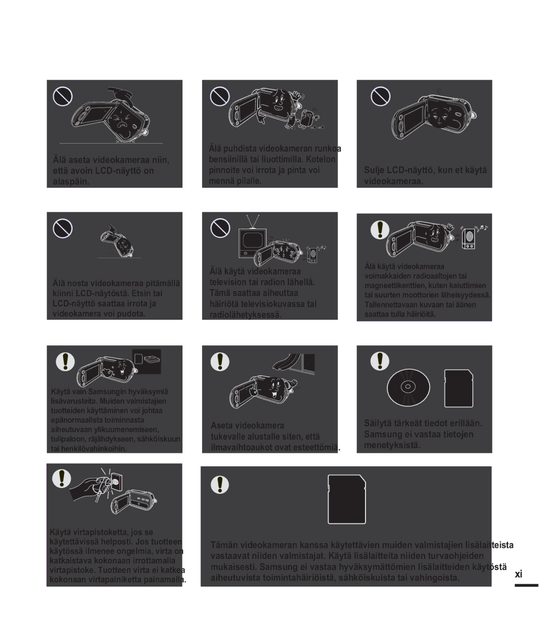 Samsung SMX-F40BP/EDC, SMX-F40SP/EDC, SMX-F400BP/EDC, SMX-F44BP/EDC manual Sulje LCD-näyttö, kun et käytä videokameraa 