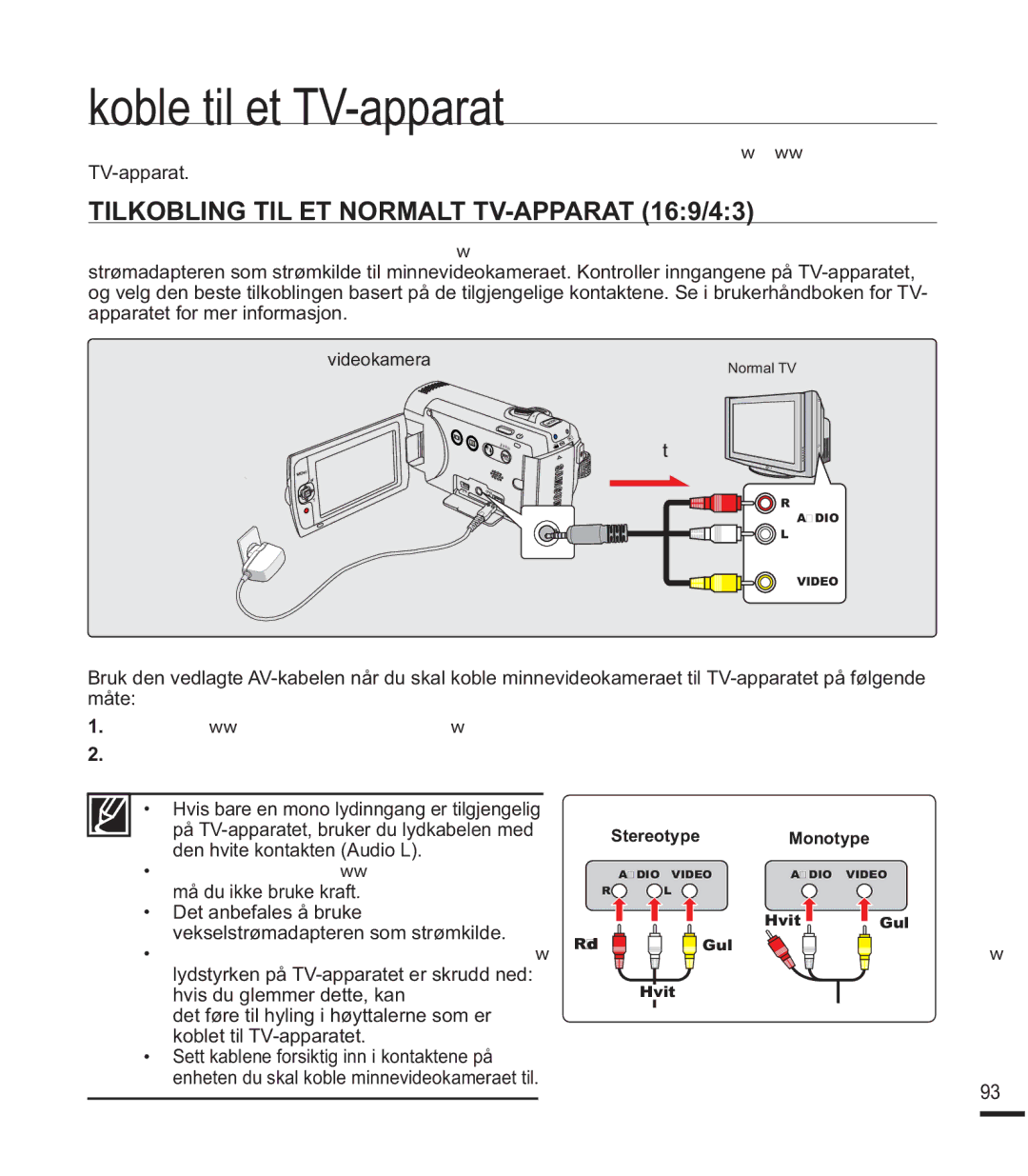 Samsung SMX-K40BP/EDC manual Koble til et TV-apparat, Tilkobling TIL ET Normalt TV-APPARAT 169/43, $XGLR9LGHRNDEHO 