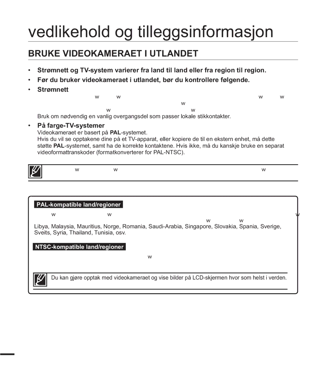 Samsung SMX-F40SP/EDC, SMX-F400BP/EDC, SMX-F44BP/EDC manual Bruke Videokameraet I Utlandet, På farge-TV-systemer,  
