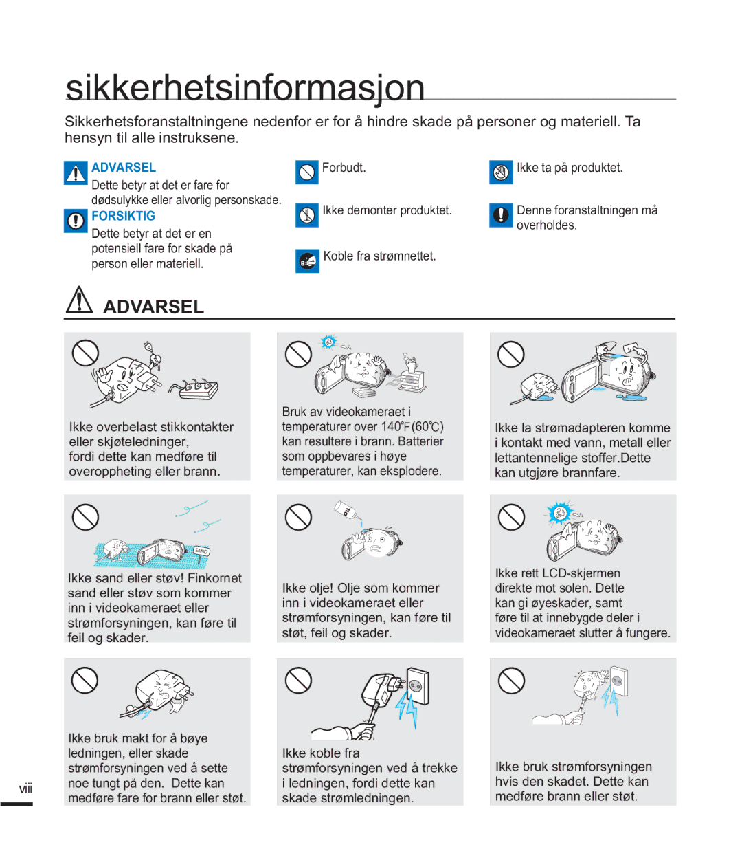 Samsung SMX-F400BP/EDC, SMX-F40SP/EDC, SMX-F44BP/EDC, SMX-F40RP/EDC, SMX-F40BP/EDC manual Sikkerhetsinformasjon, Ruexgw 