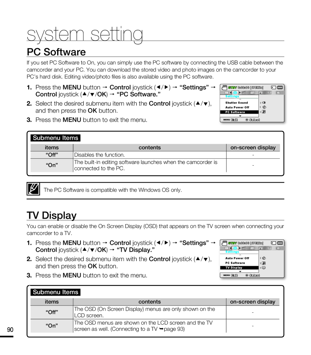 Samsung SMX-K40SP/MEA, SMX-F40SP/EDC, SMX-F400BP/EDC, SMX-K40SP/EDC, SMX-F40LP/EDC, SMX-F400RP/EDC PC Software, TV Display 