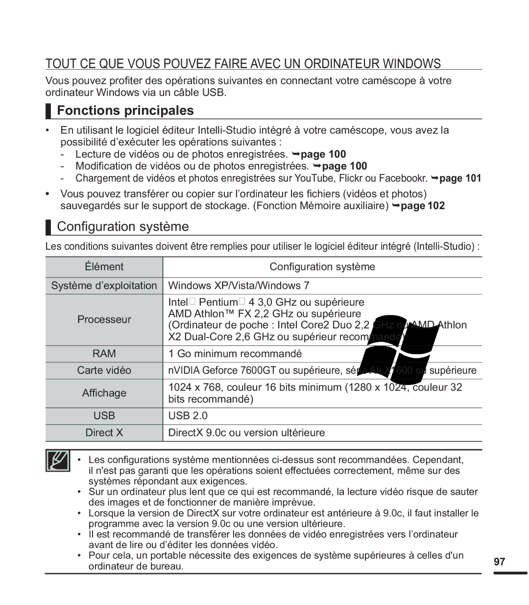 Samsung SMX-F400SP/EDC, SMX-F40SP/EDC manual Tout CE QUE Vous Pouvez Faire Avec UN Ordinateur Windows, $I¿Fkdjh, Luhfw 