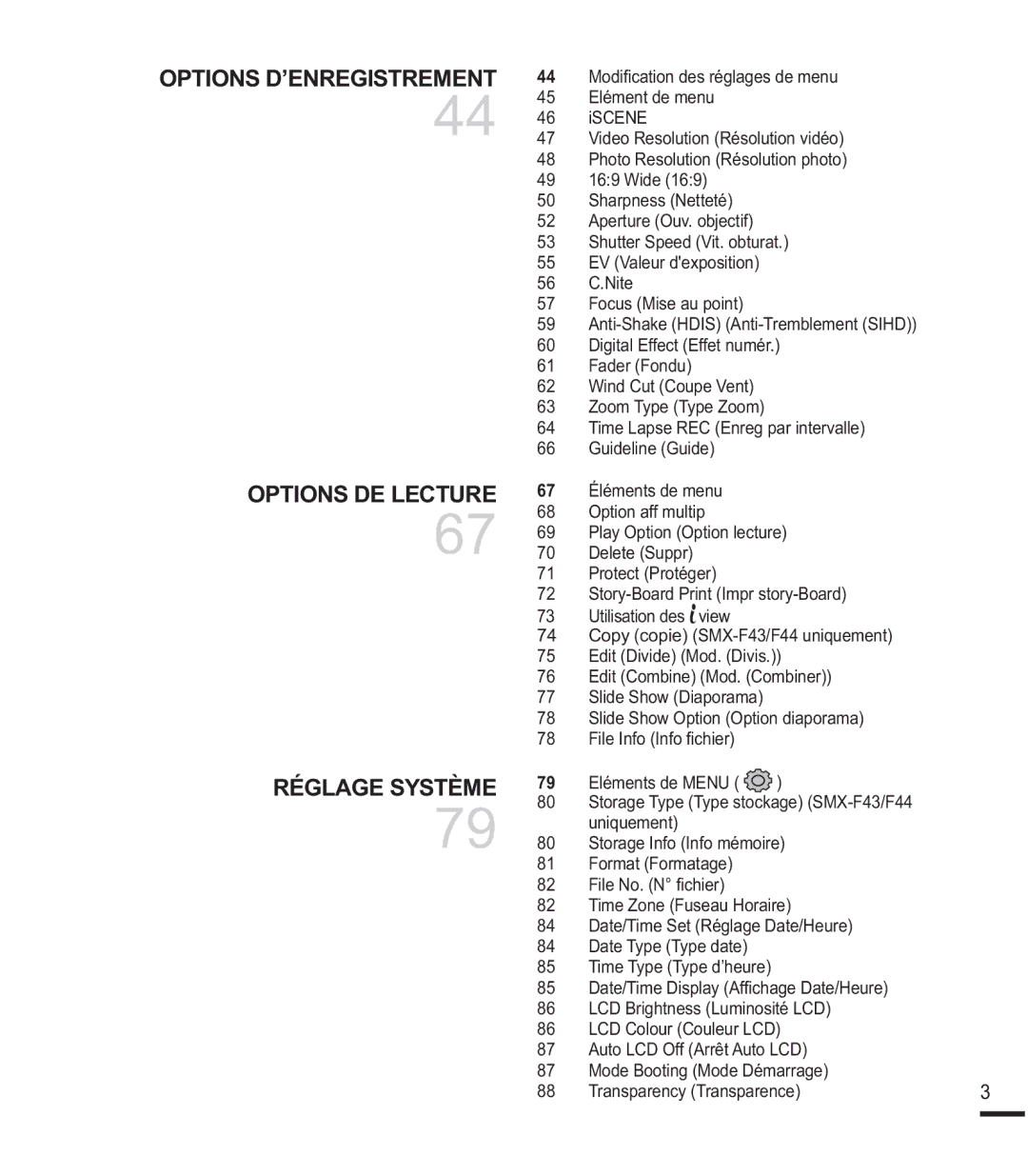 Samsung SMX-F400BP/EDC manual 53 6KXWWHU6SHHG9LWREWXUDW,  RFXV0LVHDXSRLQW, 79, 7LPH=RQHXVHDX+RUDLUH 