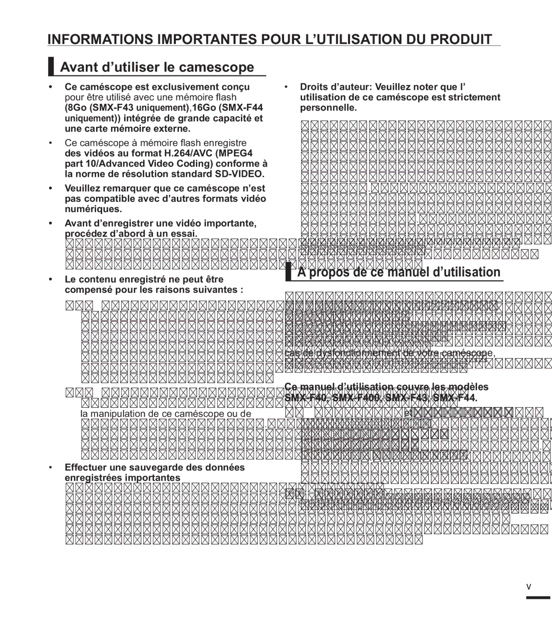 Samsung SMX-F44SP/EDC Informations Importantes Pour L’UTILISATION DU Produit, Avant d’utiliser le camescope, Dxwrulvdwlrq 